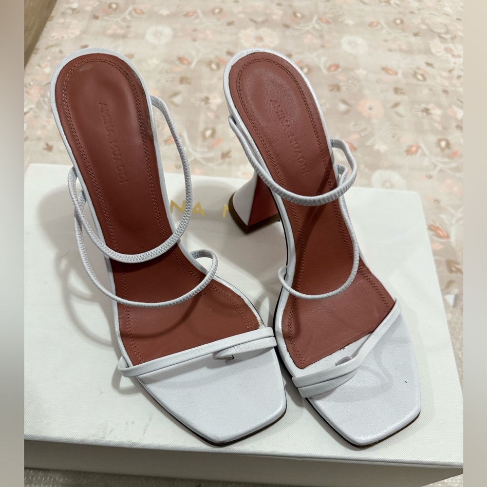 Amina Muaddi Naima sandal in white leather size 37.5